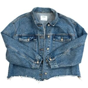 Old Navy Jean Jacket Oversized Cropped Medium Denim Wash Women's Large